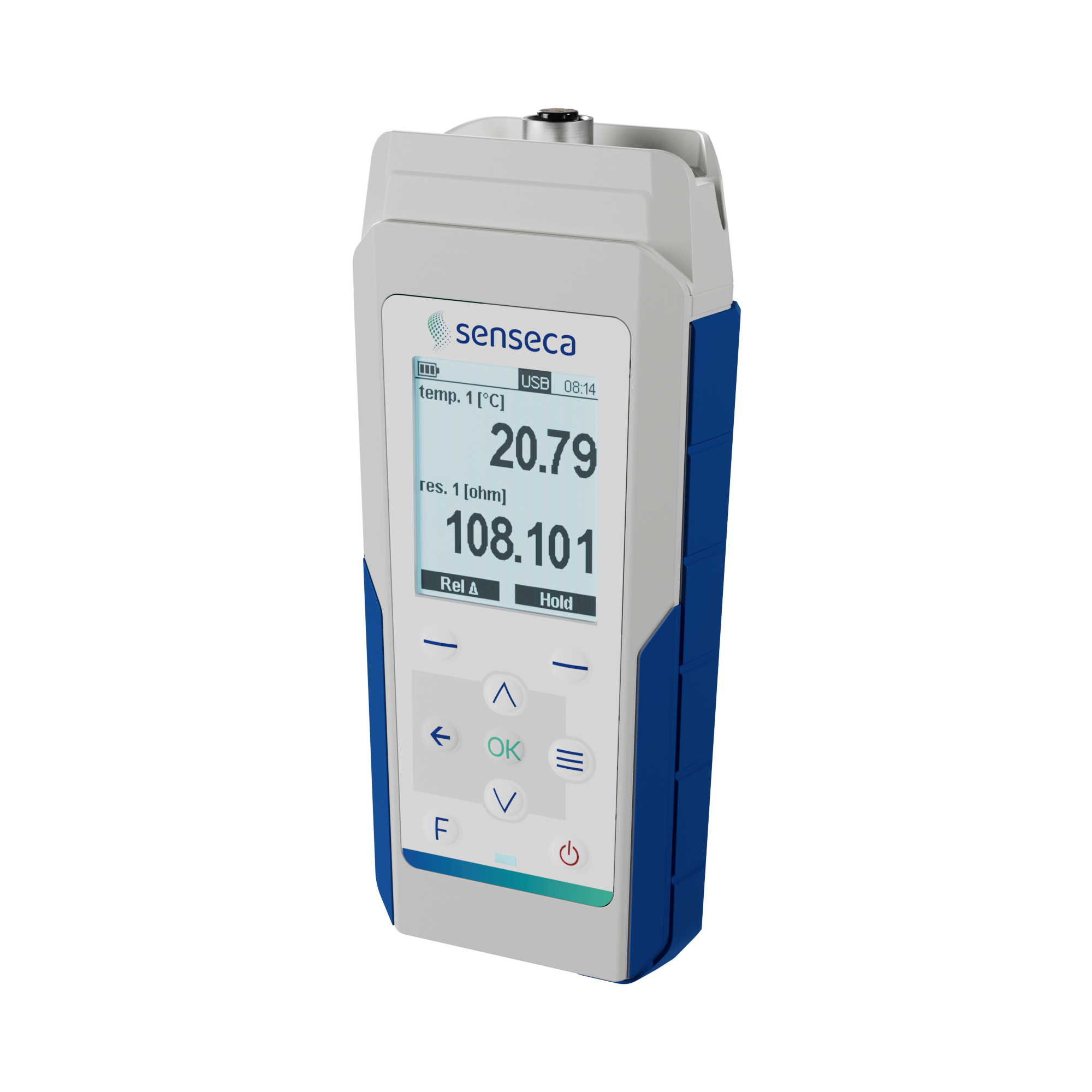 Termómetro patrón Pt100 Senseca PRO 111 con lectura de temperatura y de resistencia en ohmios